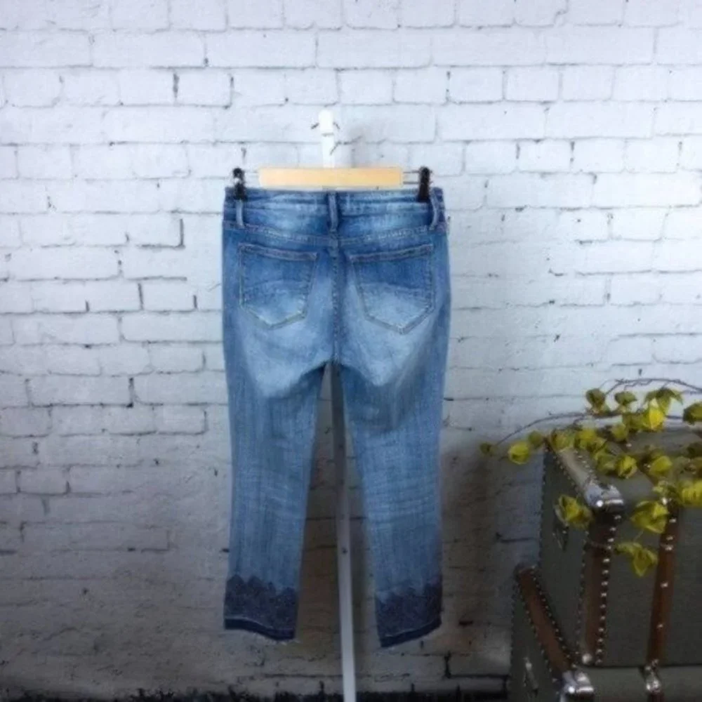 Driftwood Candace Cropped Embroidered Jeans Blue Size 24 - Picture 3 of 6